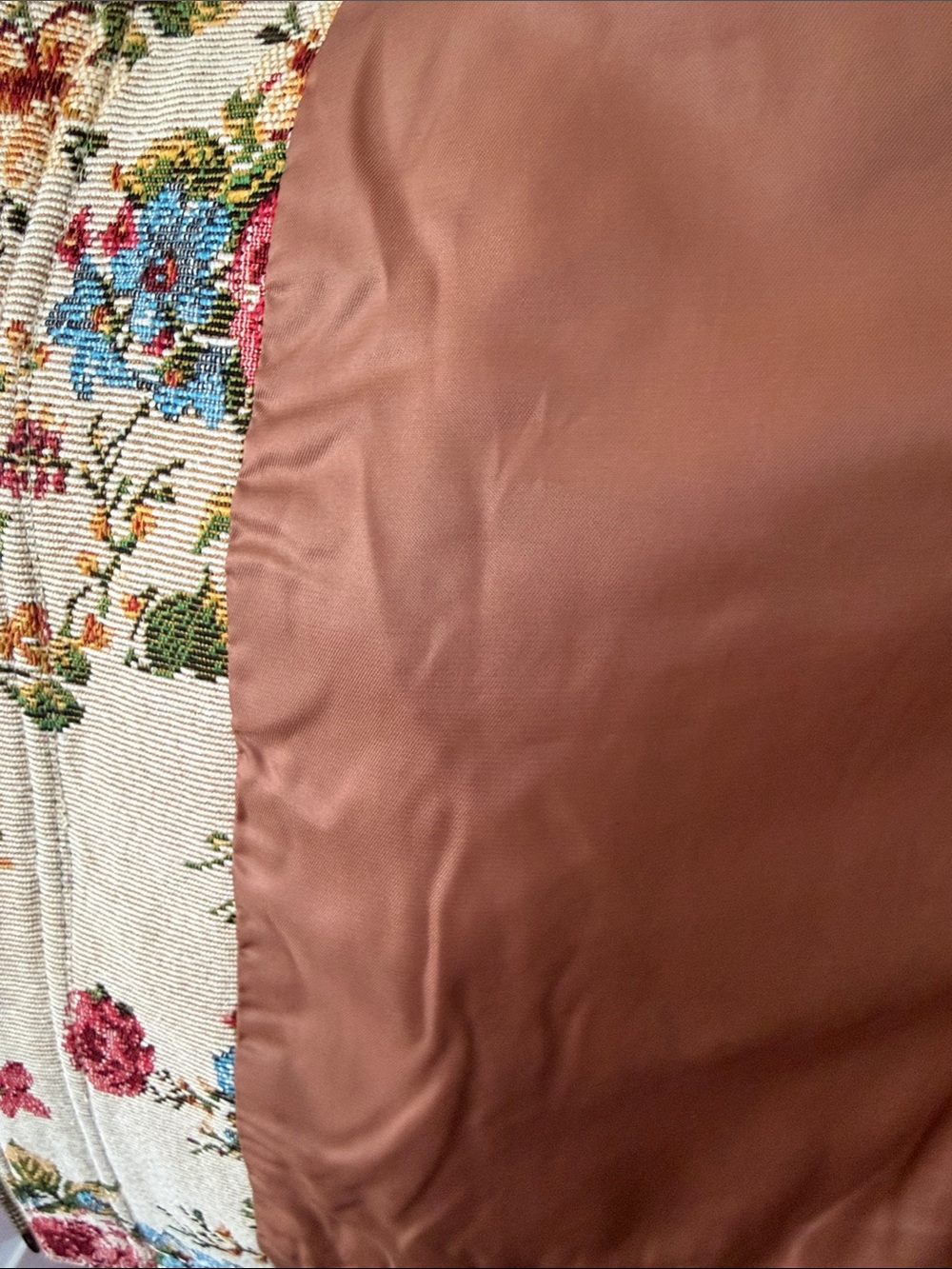 Avec Les Filles Beige Floral Utility Jacket with Rust Corduroy Trim S - Picture 10 of 10